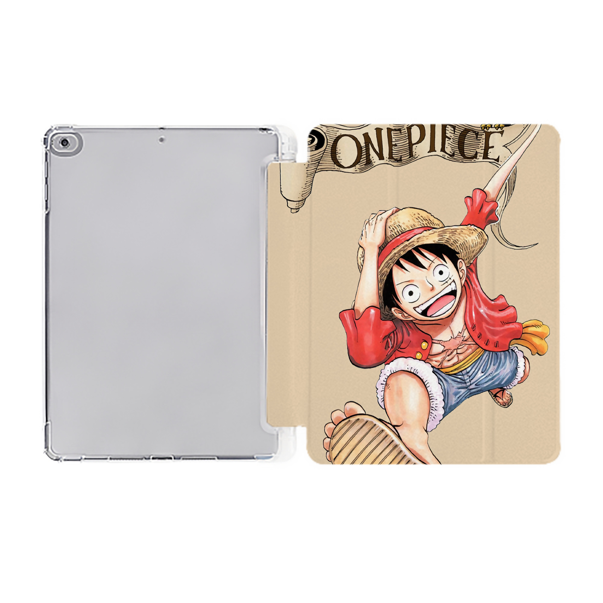 ワンピース ONE PIECE IPad ケース ペン収納付き 三つ折りスタンド PUレザー×シリコン 対応機種9.5/10.5/10.9インチ